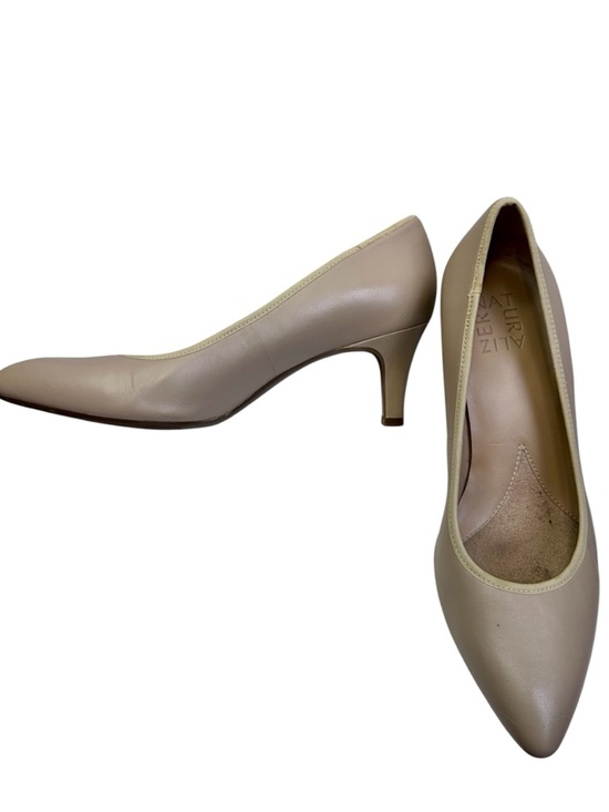 Naturalizer Shoes - Naturalizer Everly Pump Taupe Leather Pointed-Toe Mid-Heel Size 7.5